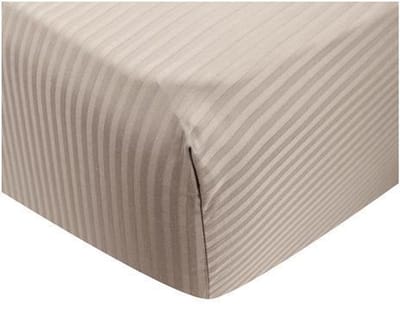 2 Katoensatijnen hoeslakens taupe gestreept 90x200 Port Maine
