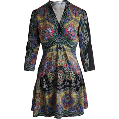 Sandro Rayan mini-jurk met V-hals en print in veelkleurig polyester