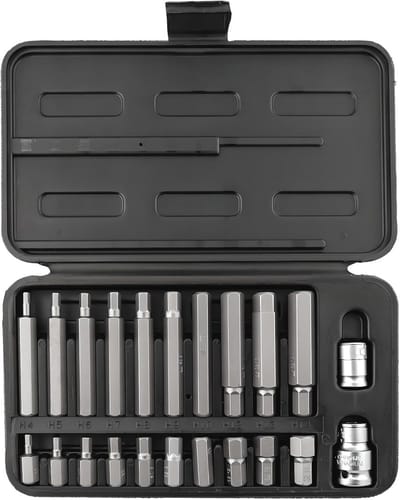 Bits set zeskant 22-delig met 1/2" en 3/8" adapterdoppen