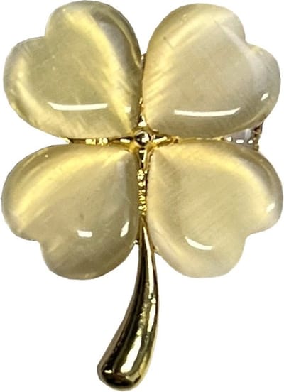 Hoofddoek Magneet - Magneet Broche Mini - Magneetbroche - Klavertje Vier - Magnetische Broche - Sjaal - Hijab - Abaya - 20x27mm - Cat's Eye - Crème