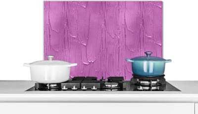 Spatscherm Keuken - Kookplaat Achterwand - Spatwand Fornuis - 60x40 cm - Patronen - Verf - Paars - Aluminium - Wanddecoratie - Muurbeschermer - Hittebestendig
