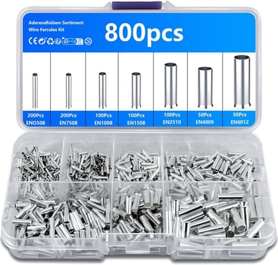 800 Stuks Niet Geïsoleerde Adereindhulzen - Assortiment Kabelhulzen 10-22 AWG voor Elektrische Projecten