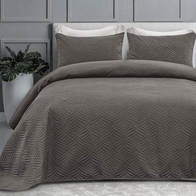Famanu - Moderne sprei 240x260 cm grijs, geometrisch patroon, zacht en luchtig