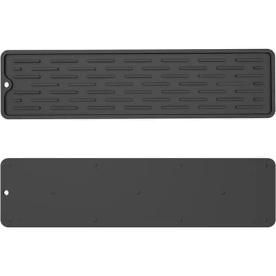 35cm Siliconen Tafelgerei Kussen Anti-slip Spoelbakbakje Keukengerei Beschermmat Afwas Droogkussen Kussen Opbergbakje Spoelbak Afvoer Mat 35x8cm&Strip zwart