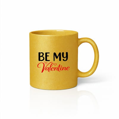 Be My Valentine Mok – Gouden Glitter Keramische Koffiemok 330 ml – Romantisch Valentijn Liefdescadeau