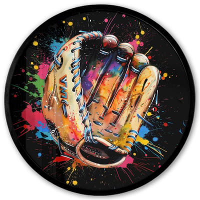 Poster in lijst Rond - Fotolijst 40x40 cm - Posters - Graffiti - Sport - Baseball - Honkbal - Ronde posterlijst zwart - Decoratie - Wanddecoratie woonkamer - Muurdecoratie slaapkamer