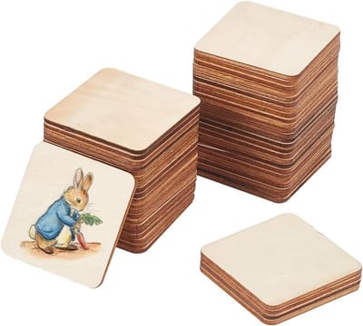 50 Stuks Onbewerkte Houten Vierkanten van 5x5 cm, Natuurlijke Balsa Hout voor Creatieve Projecten en Ambachten