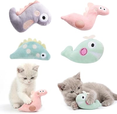 Kattenkruid Speelgoed - Interactieve Set - Stimuleert Natuurlijk Gedrag - Veilig Zacht Pluche - 4 Stuks - Meerkleurig