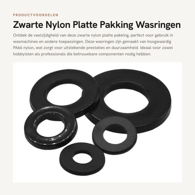 Dailygoods- Wasringen 50 Stuks - Zwarte Nylon Platte Pakking - Doorvoertules - PA66 Nylon - Isolerende Ringen - Hoge Temperatuur Weerstand - Platte Pakkingen