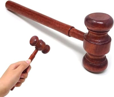 SnelShoppen - Houten Veilinghamer, Robuuste Hamer met Basis, Hoogwaardige Houten Hamer voor Rechters, Vergaderingen en Verkiezingen