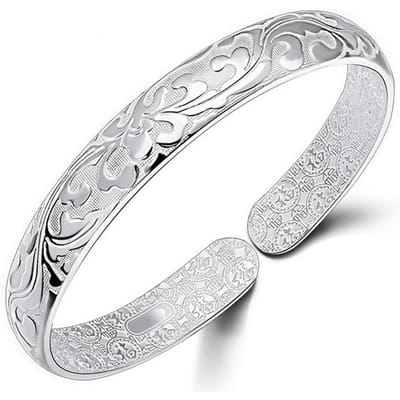 Bracelet à breloques en forme de fleur pour femmes, élégant, ouvert, manchette, bijoux, cadeau white