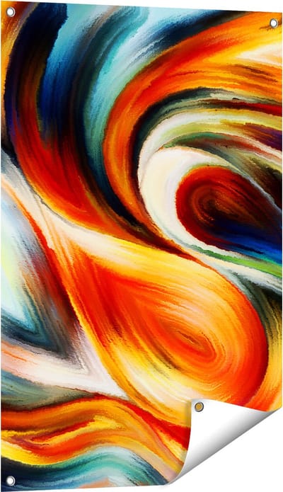 Gards Tuinposter Abstracte Kunst van Kleurrijke Verf - 60x90 cm - Tuindoek - Tuindecoratie - Wanddecoratie buiten - Tuinschilderij