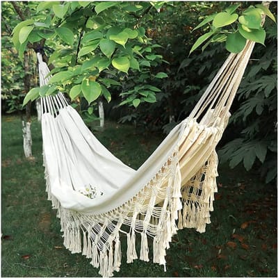 Draagbare Hangmat - Schommelbed Buiten - Kamperen Strand - Lichtgewicht Ontwerp - Compact Formaat - Wit