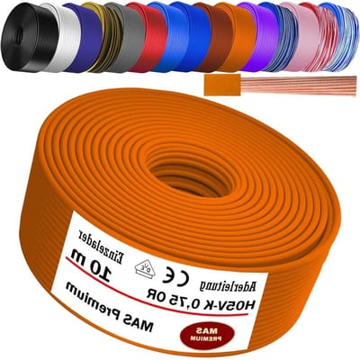 Aderkabel H05 V-K - Enkele kabel flexibel - Interne bedrading apparaten - Fijndradige koperen geleider - 075 mm² 10 meter