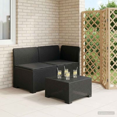 vidaXL - Twee-zits - Tuin - Sofa - met - Kussens - Rieten - Look - 2-zits - PP - Antraciet