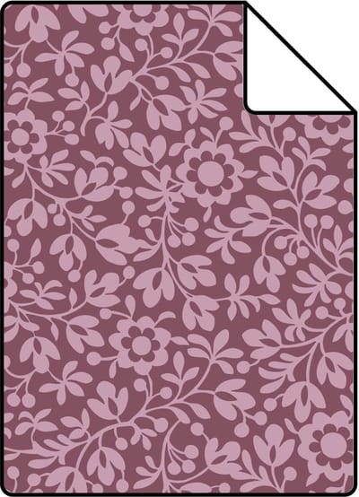 Proefstaal ESTAhome behang bloemetjes donker paars - 26.5 x 21 cm - 131673-S