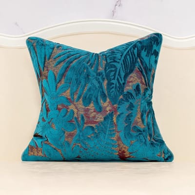Alerfa 20 x 20 Inch Light Blue Square Maple Leaf Cushion Embroidery Cut Velvet Pillowcase Luxury Modern Lumbar Throw Pillow Cover Decorative Cushion for Sofa Sofa Living Room Bedroom Car