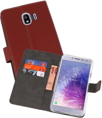 Booktype Telefoonhoesjes - Bookcase Hoesje - Wallet Case - Geschikt voor Samsung Galaxy J4 2018 - Bruin