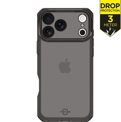 ITSKINS Hoesje geschikt voor Apple iPhone 17 Pro Max Telefoonhoesje Flexibel TPU | ITSKINS Level 2 SpectrumClear R Backcover Shockproof | Schokbestendig iPhone 17 Pro Max Telefoonhoesje | Anti Shock Proof - Smoke | Zwart