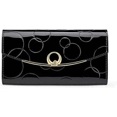 Dames Portemonnees Lange Portemonnee voor Dames met Mobiele Telefoonzakje Leren Portemonnee RFID Bescherming black
