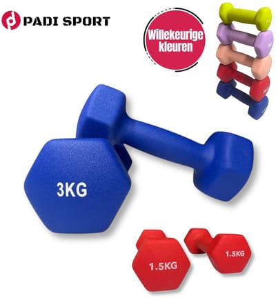Padisport dumbells mix 1,5 en 3 kg - dumbells 3 kg - gewichten set halters- gewichten set dumbbell