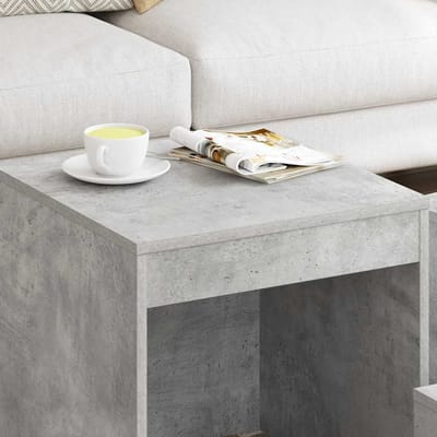 vidaXL - 3-delige - Tafeltjesset - bewerkt - hout - betongrijs
