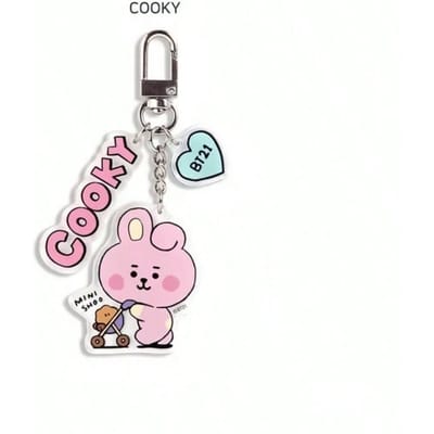 LINE FRIENDS BT21 Anime Kpop en Cartoon Mooie Sleutelhangers en Pluche Beestjes Schattige RJ Tata en Koya Acryl Rugzak Bedeltjes white