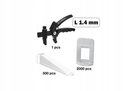 Tegels egaliseerset L: 2000 clips, 500 wiggen, tangen