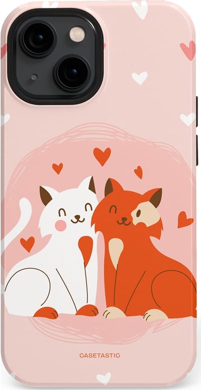 Casetastic Hoesje Geschikt voor Apple iPhone 13 Mini Magsafe - Stijlvolle Beschermende Duo-layer Case - Romantische Katten Liefde