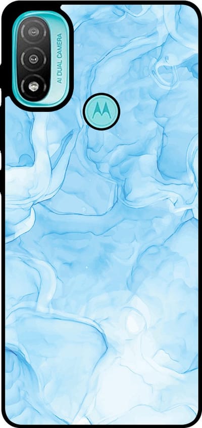 Smartphonica Telefoonhoesje Geschikt voor Motorola Moto E20 met marmer opdruk - TPU backcover case marble design - Lichtblauw geschikt voor Motorola Moto E20