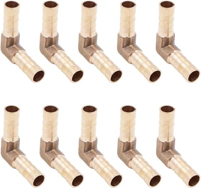 10 Stuks Messing Slangfittingen 8mm 90 Graden Slangconnector voor Lucht, Water en Brandstofslangen