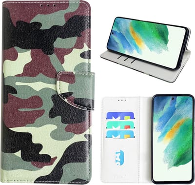 Hoesje geschikt voor Samsung Galaxy S21 FE Bookcase met camouflage print