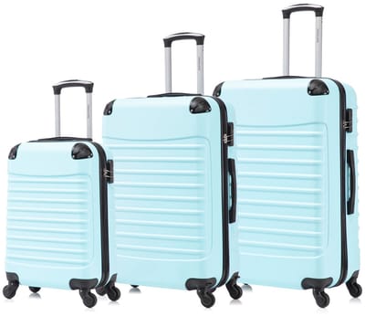 Travelerz Babij Rome Kofferset 3-Delig – Handbagage 39L + Large 69L + Extra Large 95L – Lichtgewicht ABS – Spinner Wielen – ijsblauw – Met Cijferslot