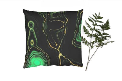 Sierkussens - Kussentjes Woonkamer - 40x40 cm - Gold - Groen - Agaat steen - Geode - Marmer
