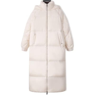 Tommy Hilfiger Lange Buiten Warme Losse Capuchon Donsjack Dames Bovenkleding Off-White WW0WW38918 S white