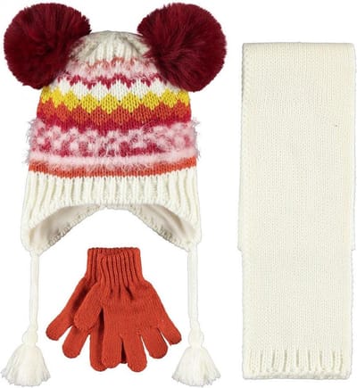 3-delige set baby meisjes muts met handschoenen en sjaal - Baby muts set - 1 - 3 jaar