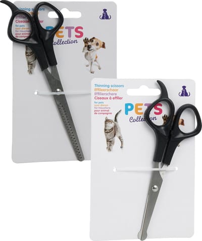 Pets Collection huisdieren knipscharen set - vacht/oren/neus - rvs/kunststof - katten/honden - 18 cm