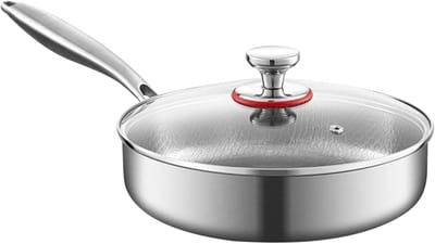Titanium Koekenpan - Koekenpan met deksel - Gezond Koken - Coatingvrij Krasbestendig - 20/24/28 cm - Multi