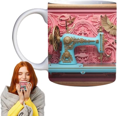 Naaimok - Koffiemok - Thema Cadeau - 3D Naaimachine Design - 350 ml Capaciteit