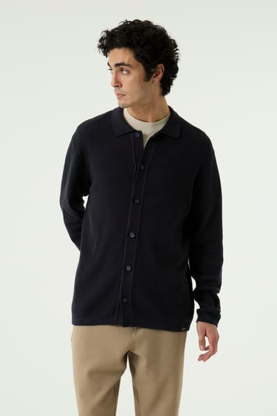 GARCIA Heren Effen Vest Blauw Lange mouw