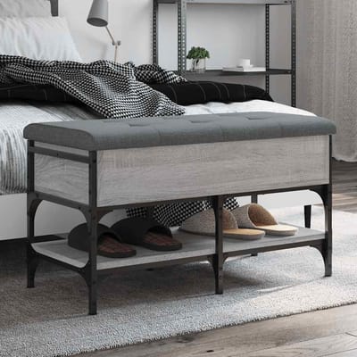 vidaXL - Schoenenbank - 82x42x45 - cm - bewerkt - hout - grijs - sonoma - eikenkleurig