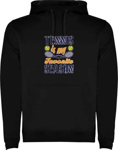 Zwarte unisex hoodie met “ Kleurrijke Tennis is my Favorite Season – Sport “ Print Full Color Color merk Roly maat S