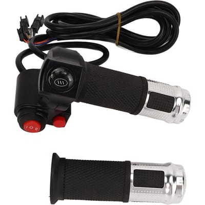 2 PCS Poignée d'accélérateur de vélo électrique Poignée de contrôle de vitesse avec 4 lumières Interrupteur 3 vitesses Accessoires de rénovation de vélo black