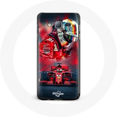 Coque pour Samsung Galaxy J7 Formule 1 Sebastian Vettel Pilote F1 Rouge