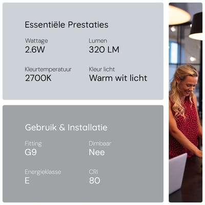 Ledvance LED Capsule Steeklamp G9 - 2.6W 320lm 2700K 230V - Geschikt voor vitrinekast, badkamerlamp, plafondlamp