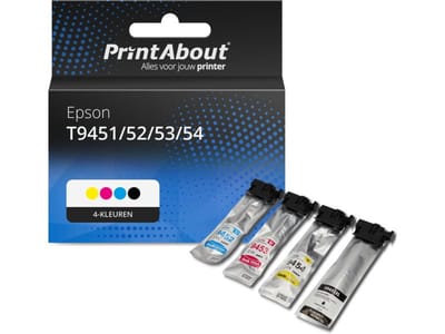 PrintAbout huismerk Inktcartridge T9451/52/53/54 4-kleuren Multipack Hoge capaciteit Geschikt voor Epson