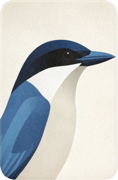 WC mat 40x60 cm - Antislip - Illustratie - Blauw - Vogel - Toiletmat - Vloermat - Douchemat - Toilet tapijt - Toiletmatten