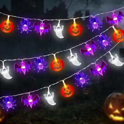 Halloween Lichtketting - Pompoen Spook - Buiten Decoratie - Waterdicht Design - 7 Meter 40 Leds - Geel Wit Paars