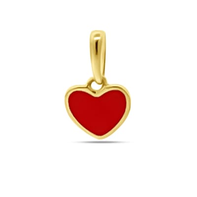 New Bling 9NBSAM-G230300 Gouden Hangertje Hartje - Emaille - 6x6,7mm - 14 Karaat - Rood - Goud