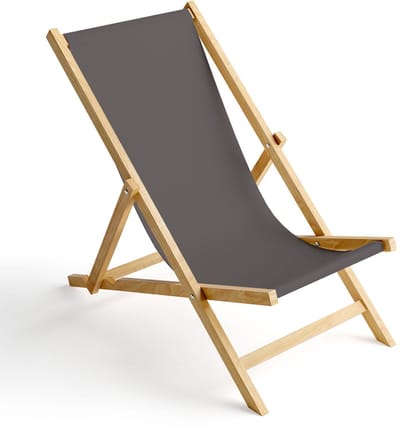 FEROCITY - Opklapbare ligstoel - Houten - strandstoel met afneembare hoes - 120 x 58 x 45 cm - Birke - Grijs